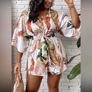 shein Tropical Leaf Print romper - 3x